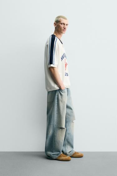 RETRO STRIPED KNIT T-SHIRT - Oyster-white by Zara - Image 3
