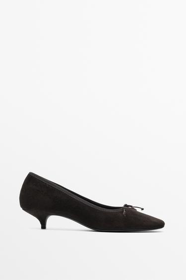 Leather heeled ballet flat — Brown 1