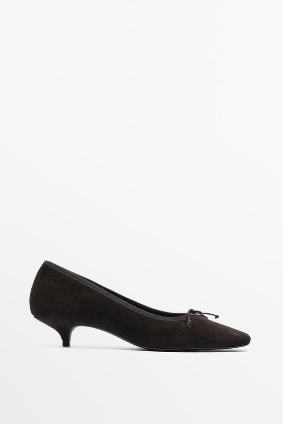 Ballerine à talon en cuir - Marron de Zara - Image 0