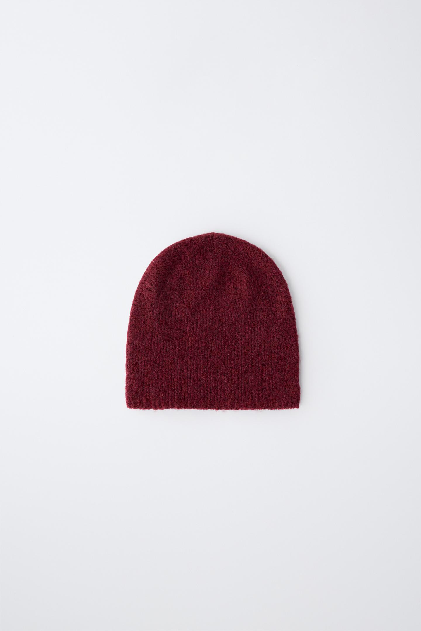 Детская шапка Zara Fine-Knit Beanie, цвет: Бордовый — фото 1