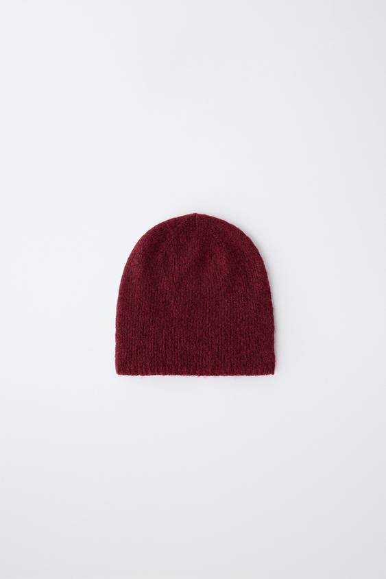 Детская шапка Zara Fine-Knit Beanie, цвет: Бордовый