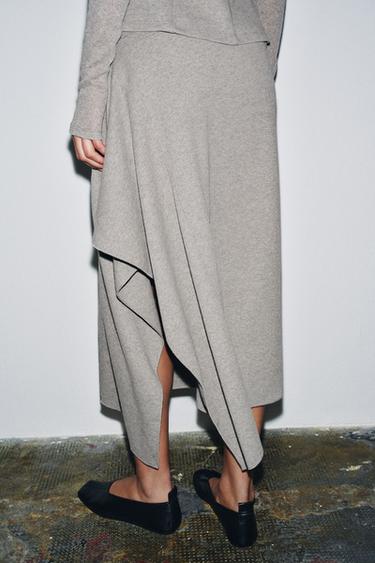 JUPE MI-LONGUE ASYMÉTRIQUE - Marron clair de Zara - Image 2