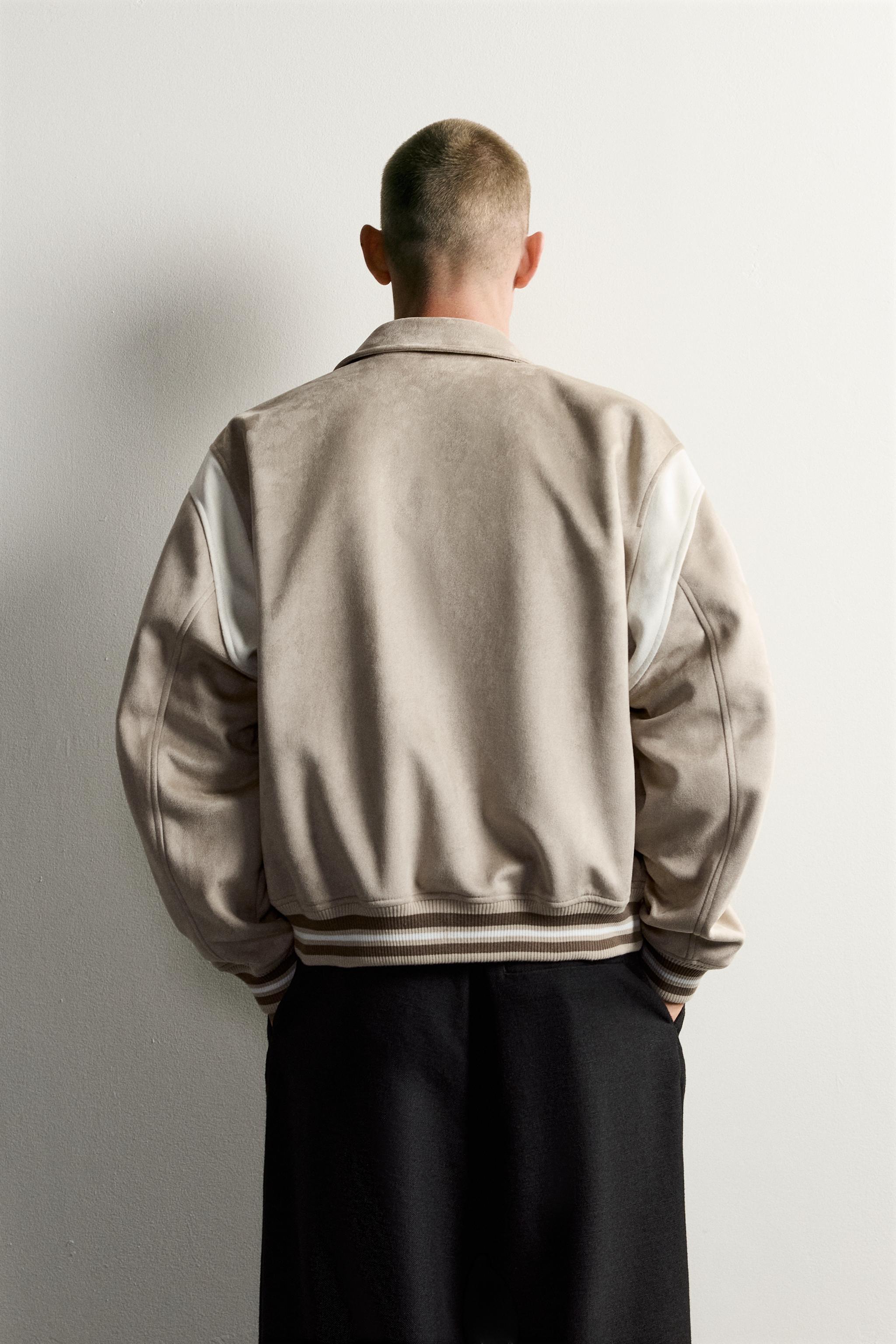 BLOUSON BOMBER EFFET DAIM À PIÈCES