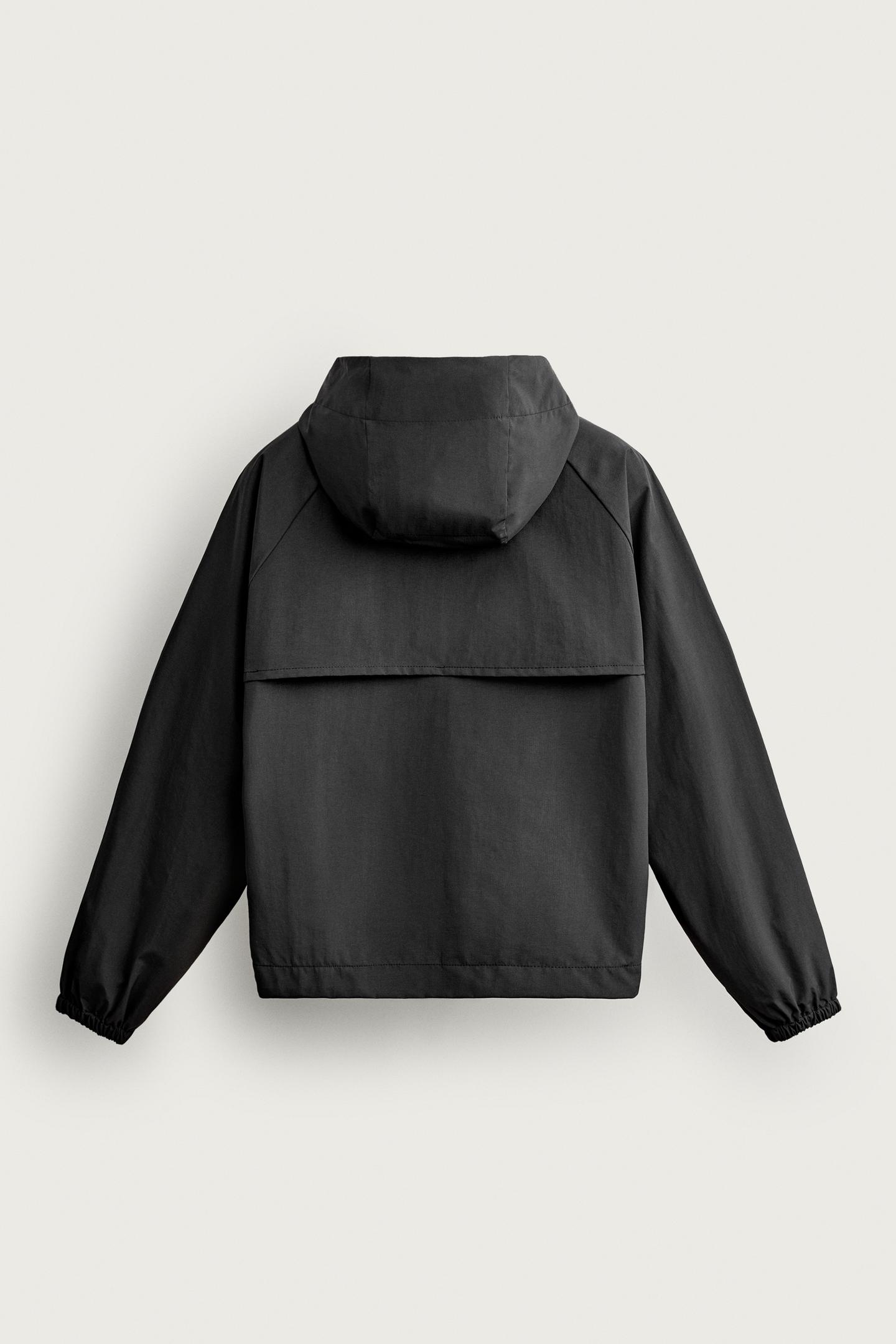 Мужская куртка Zara Water-Repellent Relaxed Fit, цвет: Чёрный — фото 8