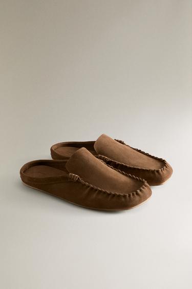 SPLIT LEATHER MULE LOAFERS - Brown by Zara - Image 1