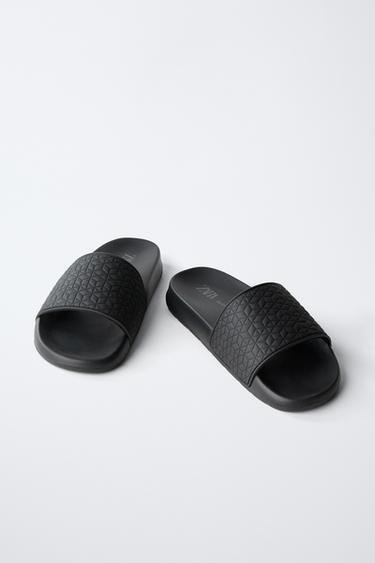 EMBOSSED SLIDERS - Black by Zara - Image 2