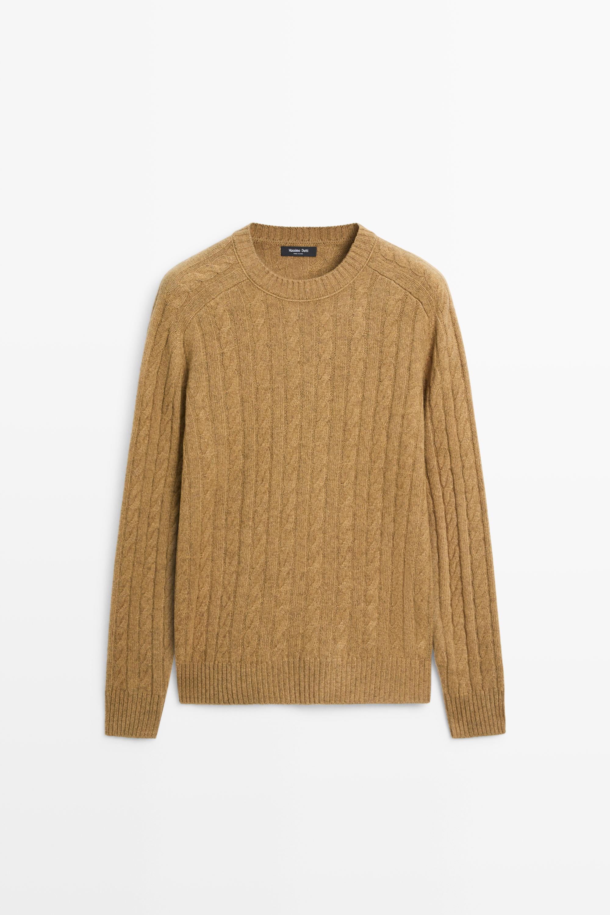 Cable knit wool blend sweater