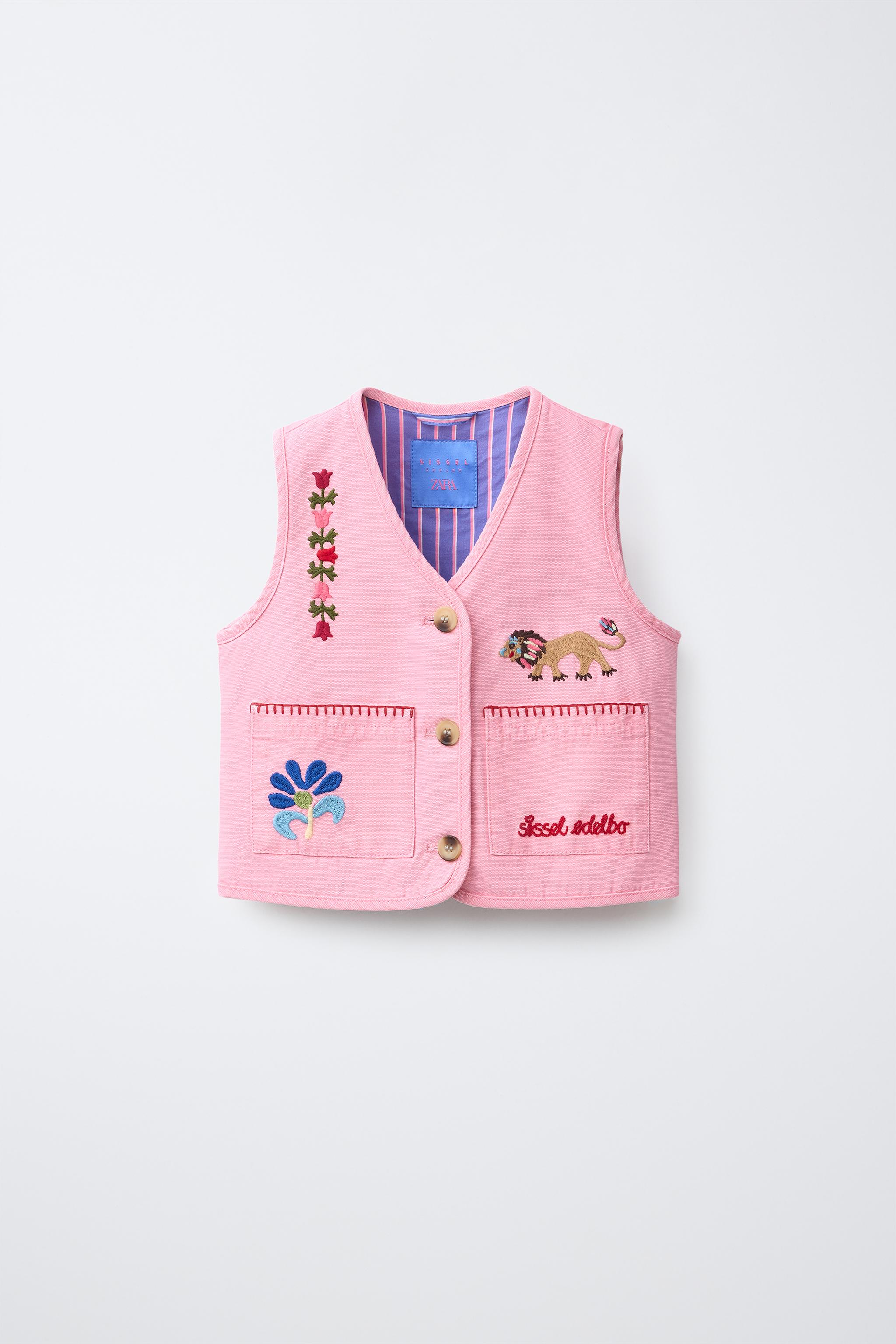 SISSEL EDELBO X ZARA KIDS 刺繍ベスト - ピンク | ZARA Japan / 日本
