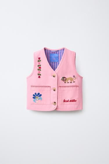 Zara EMBROIDERED VEST SISSEL EDELBO X ZARA KIDS - Pink