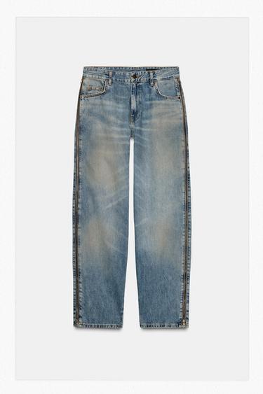 Zara ZW COLLECTION MID-RISE ZIPPED JEANS LIMITED EDITION - Blue