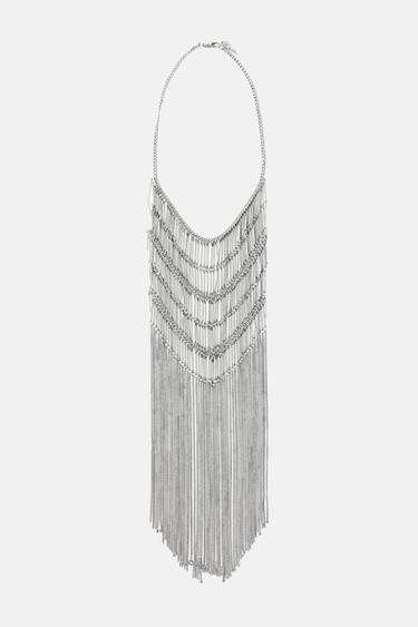 Zara MULTI-CHAIN WATERFALL NECKLACE - Silver
