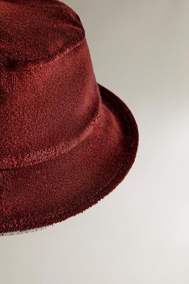 KIDS' TERRY BEACH HAT - Ecru / Brown by Zara - Image 1