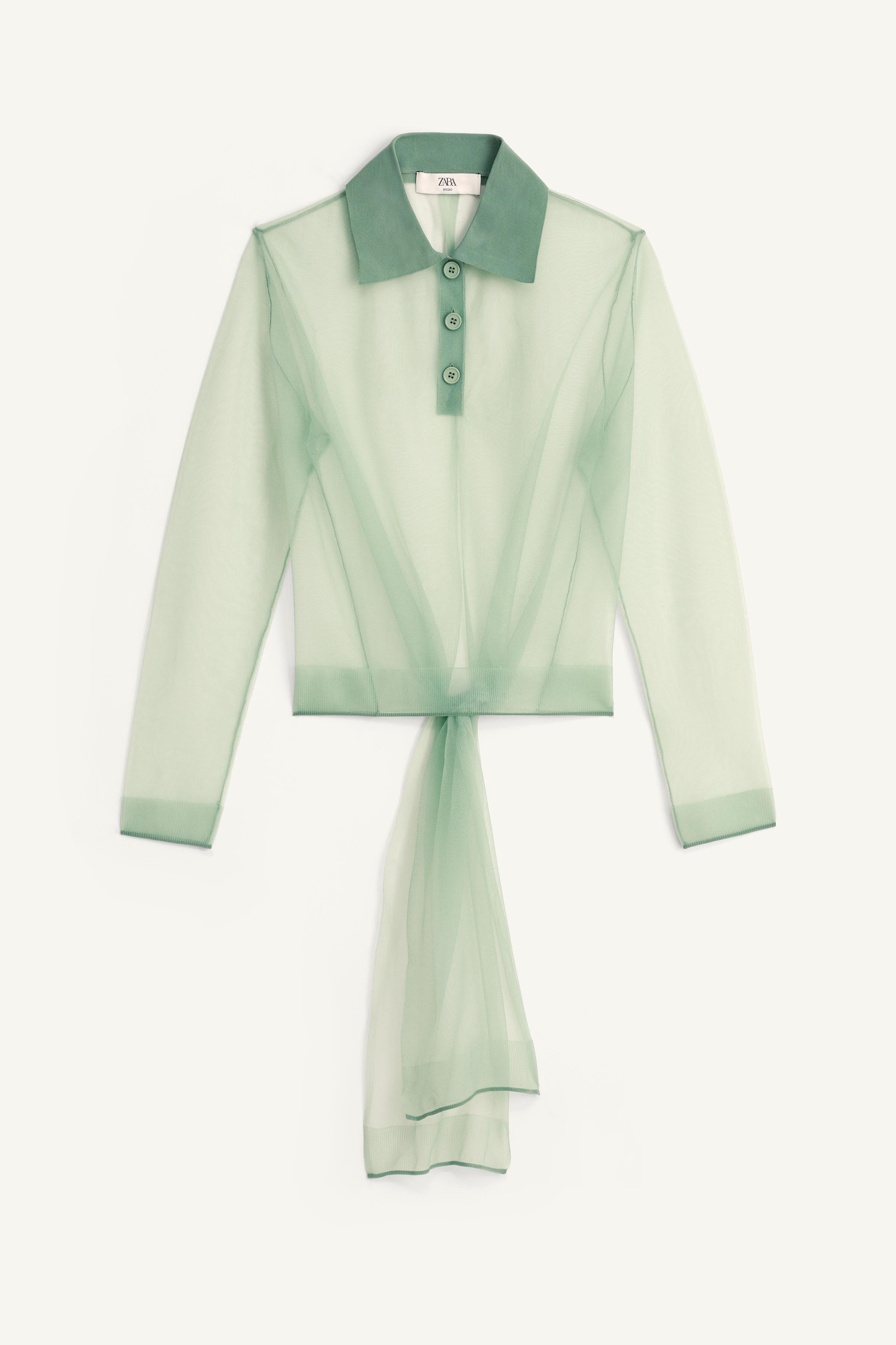 LIMITED EDITION SEMI-SHEER KNIT POLO - Sea green | ZARA United States