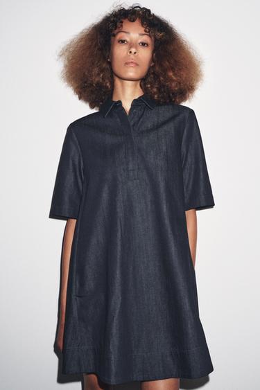 ZW COLLECTION DENIM MINI DRESS - Blue by Zara - Image 1