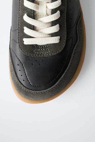 Zara BAREFOOT LEATHER SNEAKERS - Black