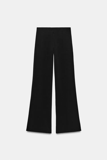 STRETCH WIDE-LEG TROUSERS - Black by Zara