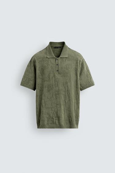 Zara 提花寬鬆 POLO 衫 - 綠色