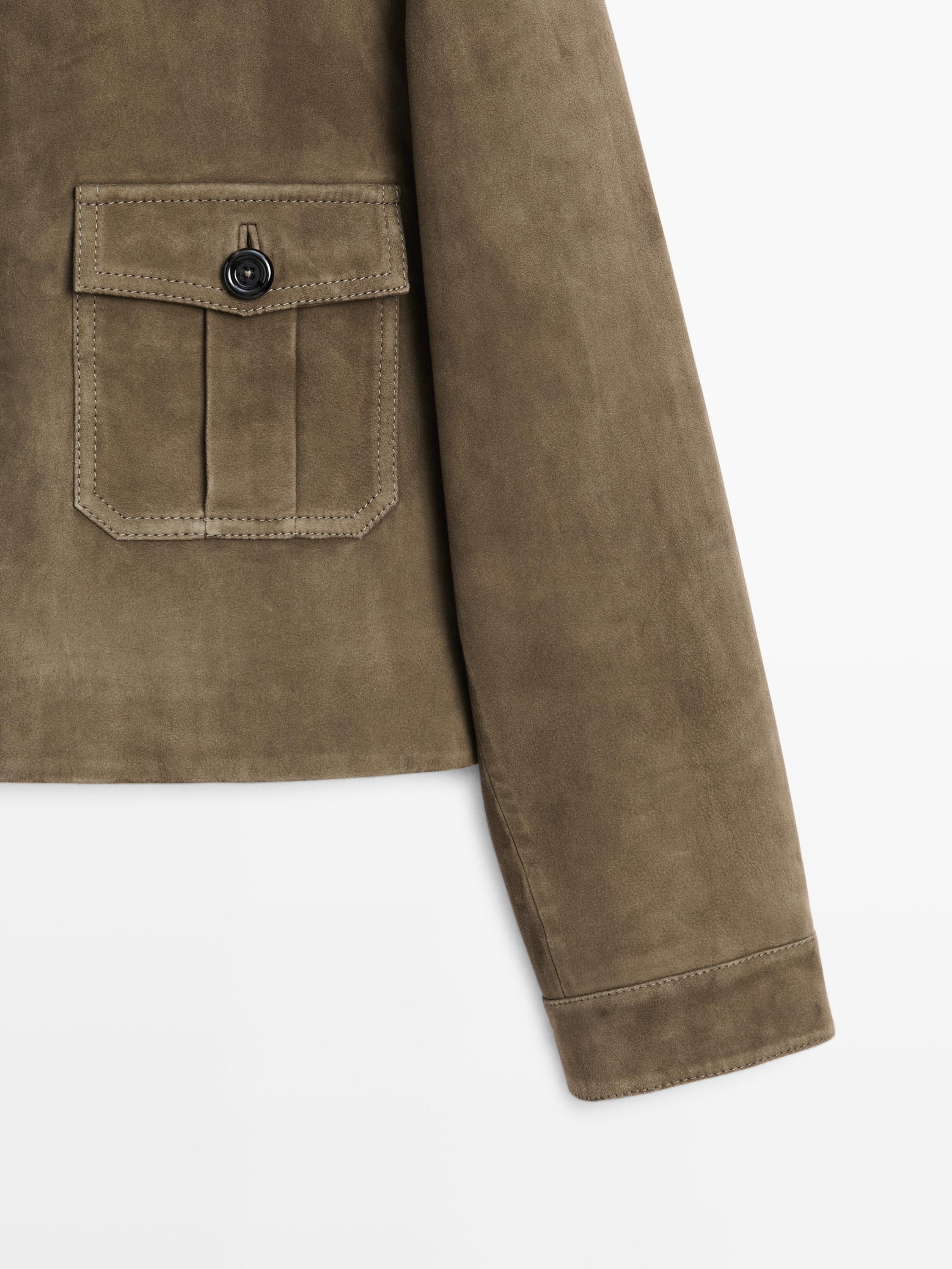 Veste courte en cuir effet daim