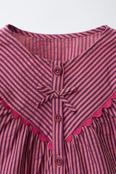 STRIPED FRILL SHIRT - Dark pink by Zara - Image 2