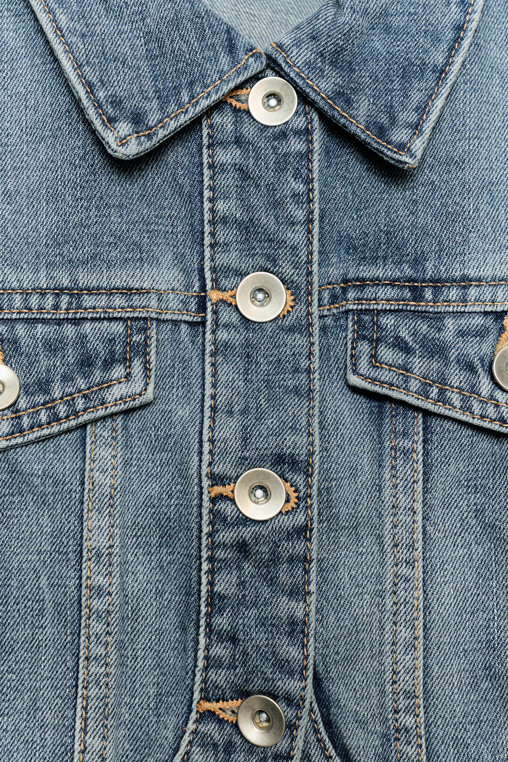 TRF ASYMMETRIC DENIM CROPPED SHIRT
