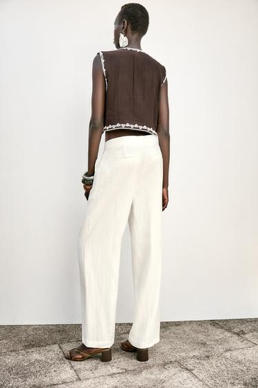 EMBROIDERED OPEN WAISTCOAT - Brown by Zara - Image 4