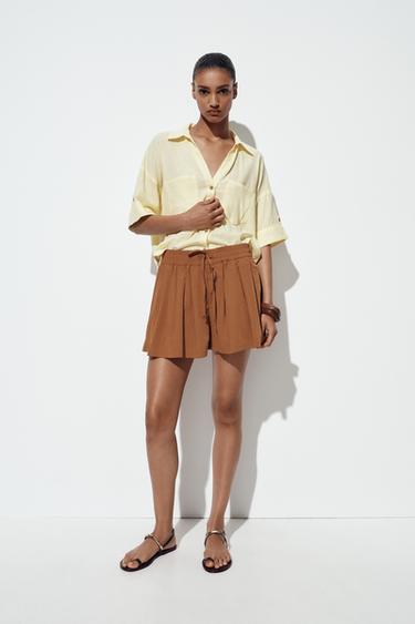 CROPPED-HEMD MIT LEINEN - Gelb von Zara - Bild 0