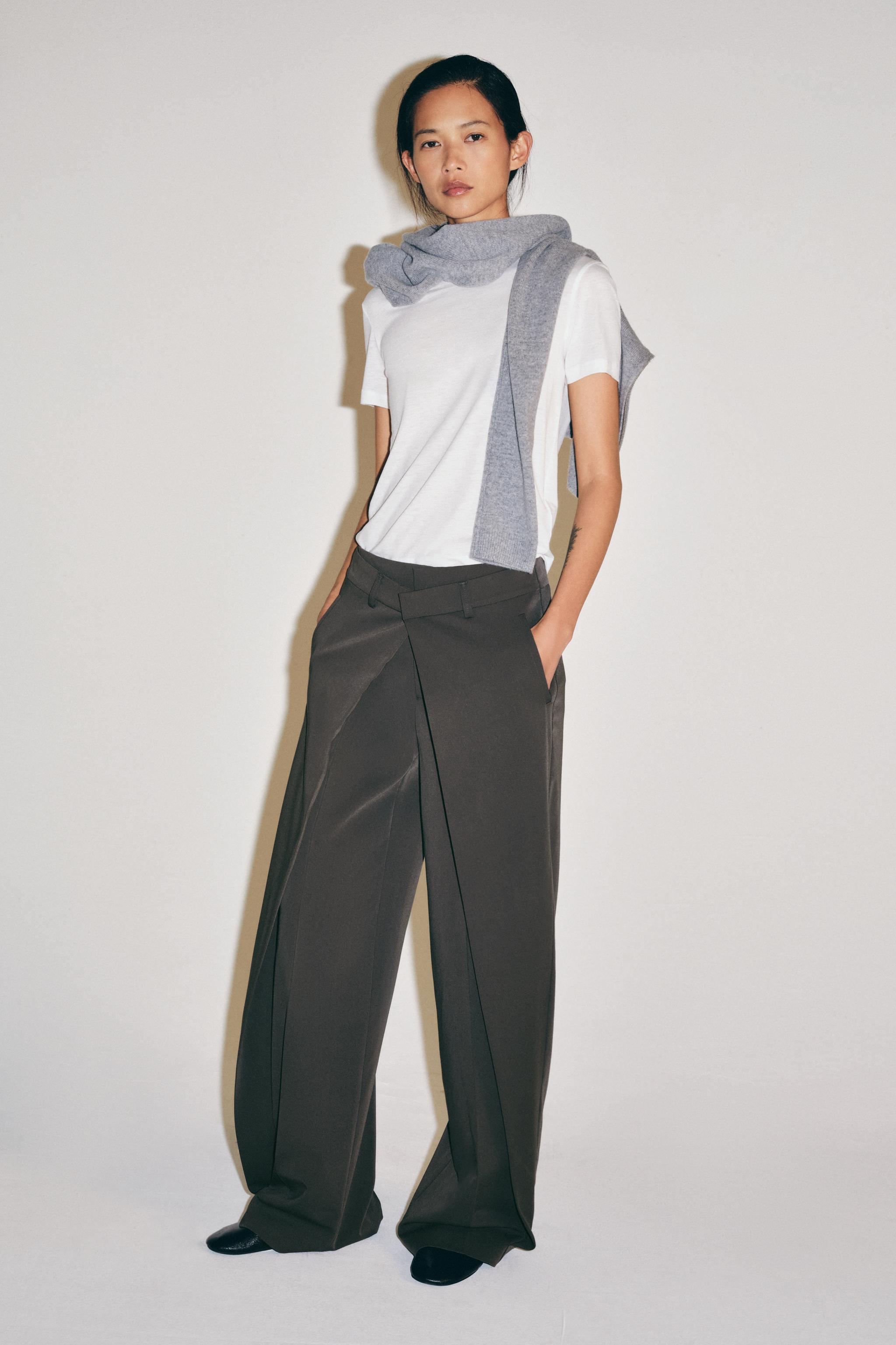 Zara ÖNÜ PİLİLİ ZW COLLECTION PANTOLON görsel 4