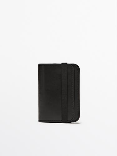 Zara Nappa leather card holder with flap - Black - Image 0