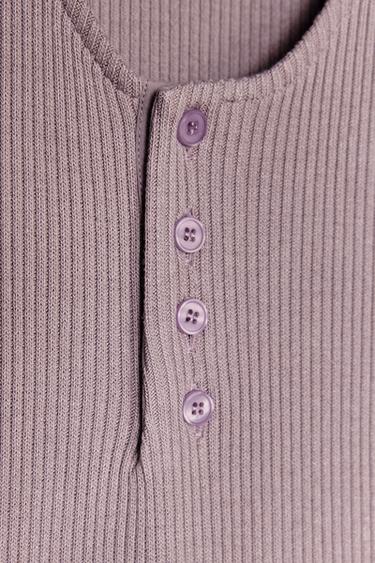 RIBBED BUTTON-FRONT MIDI DRESS - Lilac by Zara - Image 6