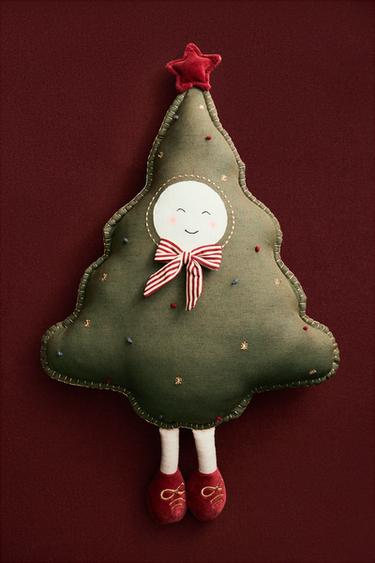 CHILDREN'S CHRISTMAS TREE CUSHION - Green by Zara