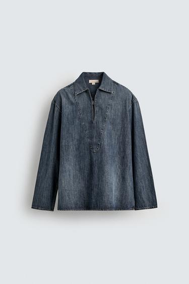 WASHED DENIM OVERSHIRT - Blue by Zara