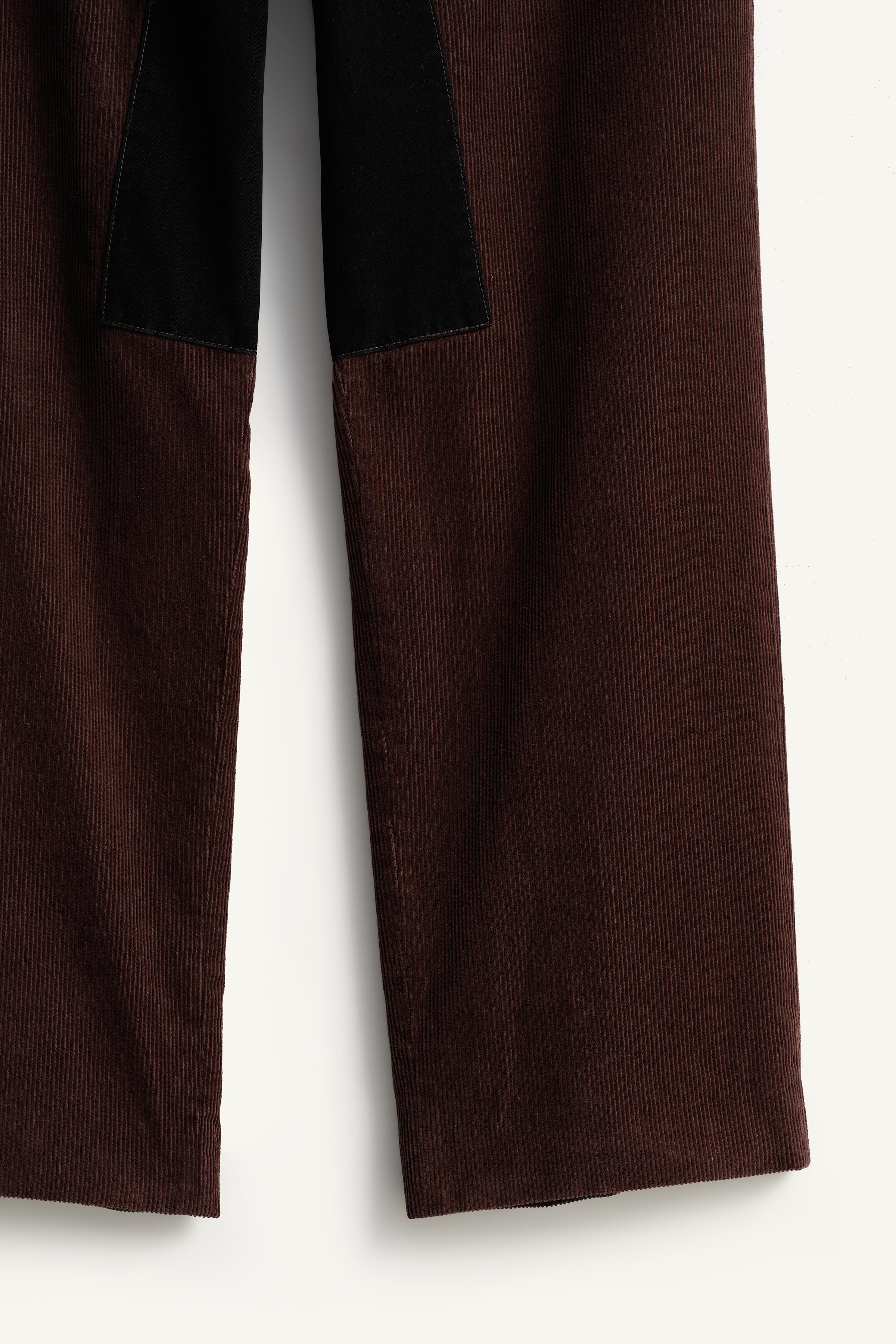 CONTRAST CORDUROY RELAXED FIT PANTS
