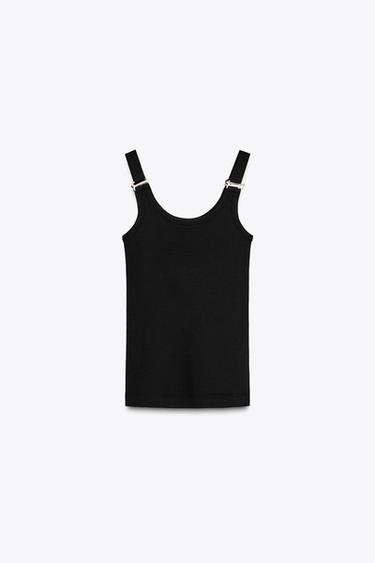 Zara BUCKLE TANK TOP - Black - Image 0
