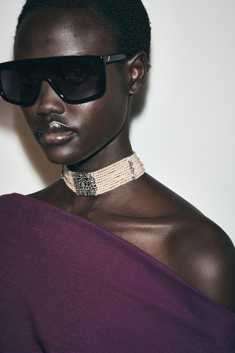 Collar choker perlas brillos
