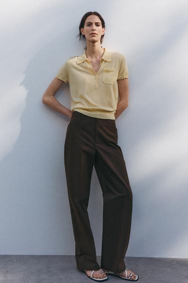 ZW COLLECTION STRAIGHT-FIT CHINO TROUSERS - Dark brown by Zara