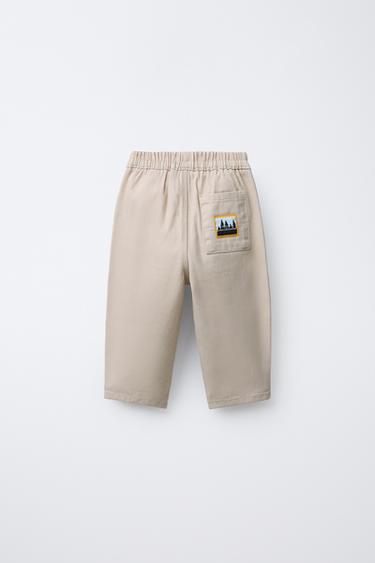 PANTALON BALLOON PLIS ÉTIQUETTES - Crème de Zara - Image 1