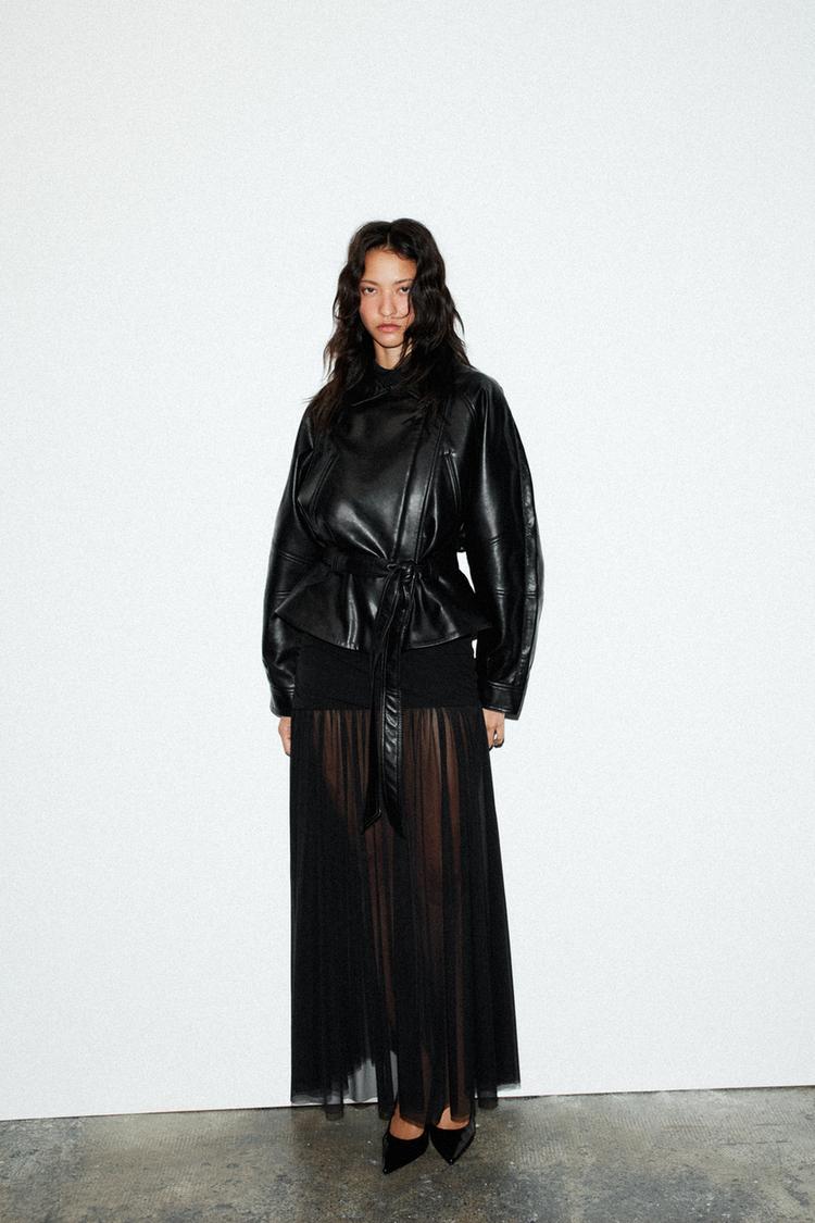 Outfit Falda Efecto Piel Cinturon Zara Faldas Largas Efecto Piel