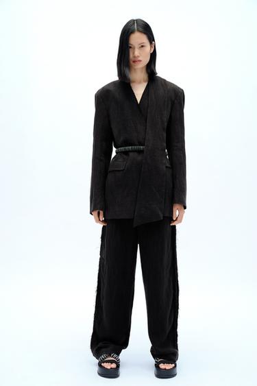 100% LINEN TROUSERS X FANGLU LIN - Black by Zara