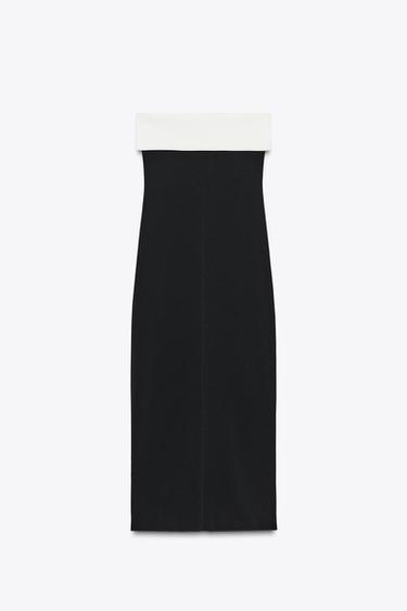 CONTOURING STRETCH BANDEAU DRESS - Black / White by Zara - Image 5