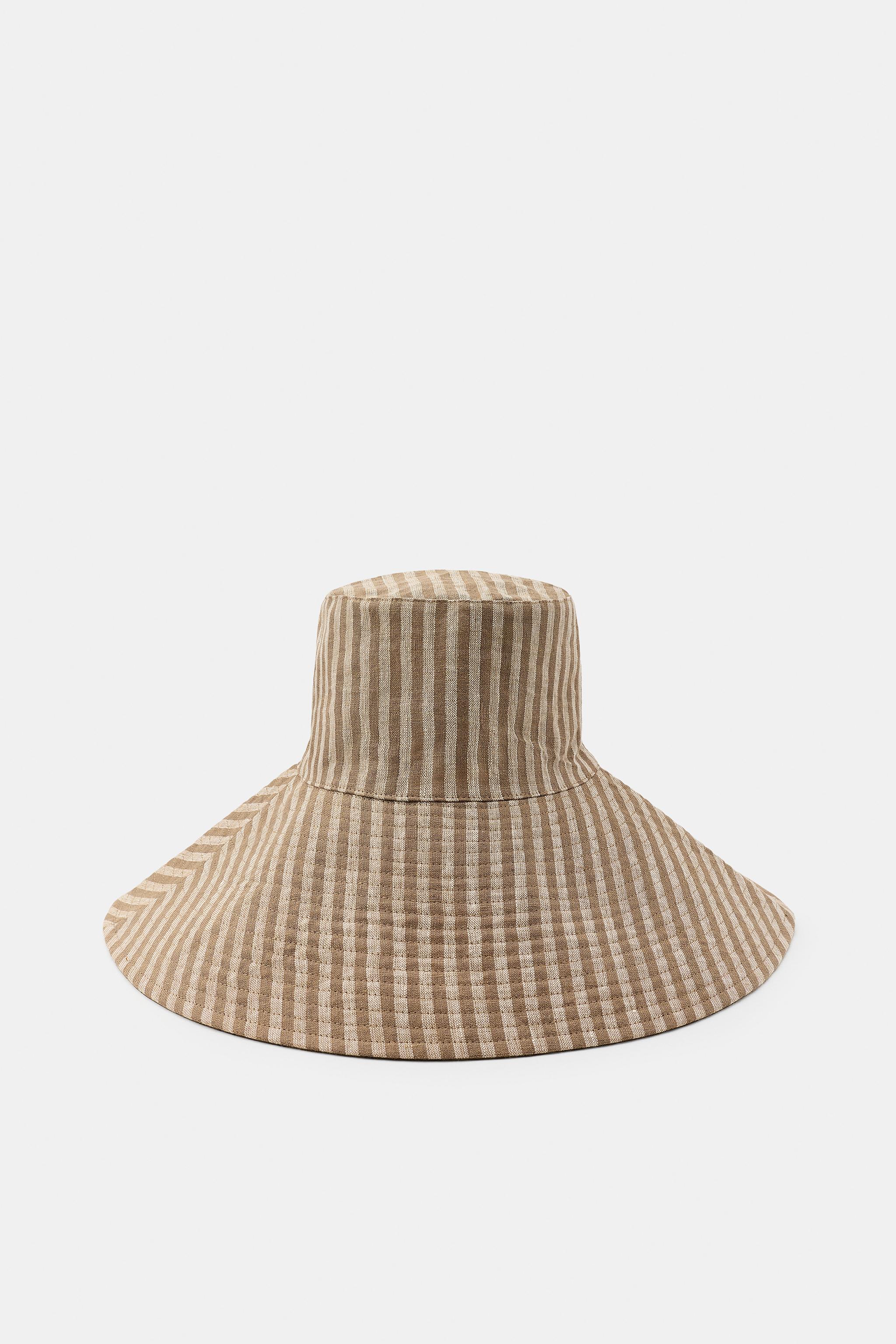 Женские головные уборы Zara REVERSIBLE 100% LINEN STRIPED HAT — фото 6