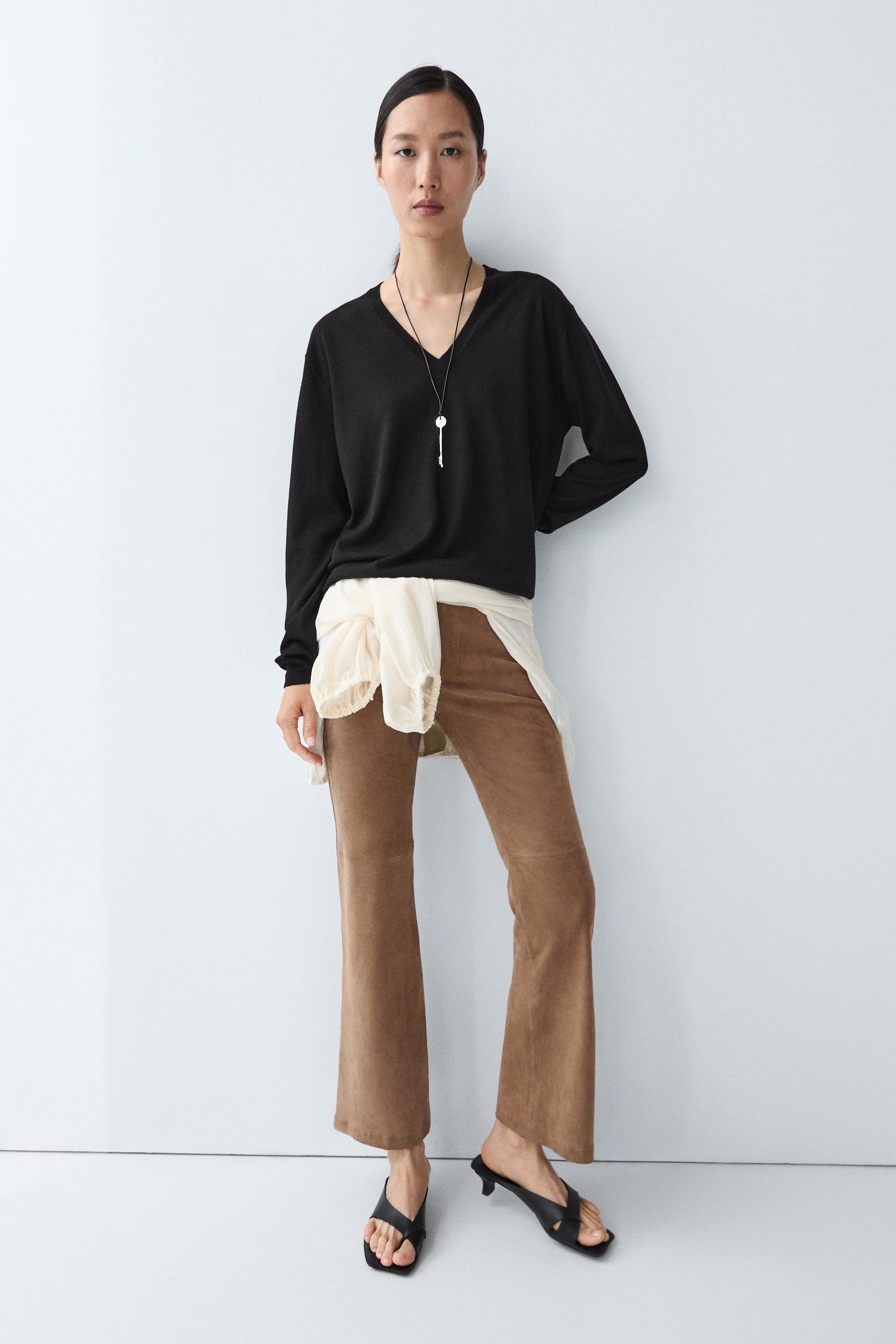 V-neck knit sweater