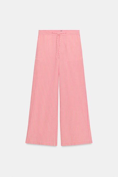 WIDE-LEG STRIPED TROUSERS - Pink by Zara - Image 0
