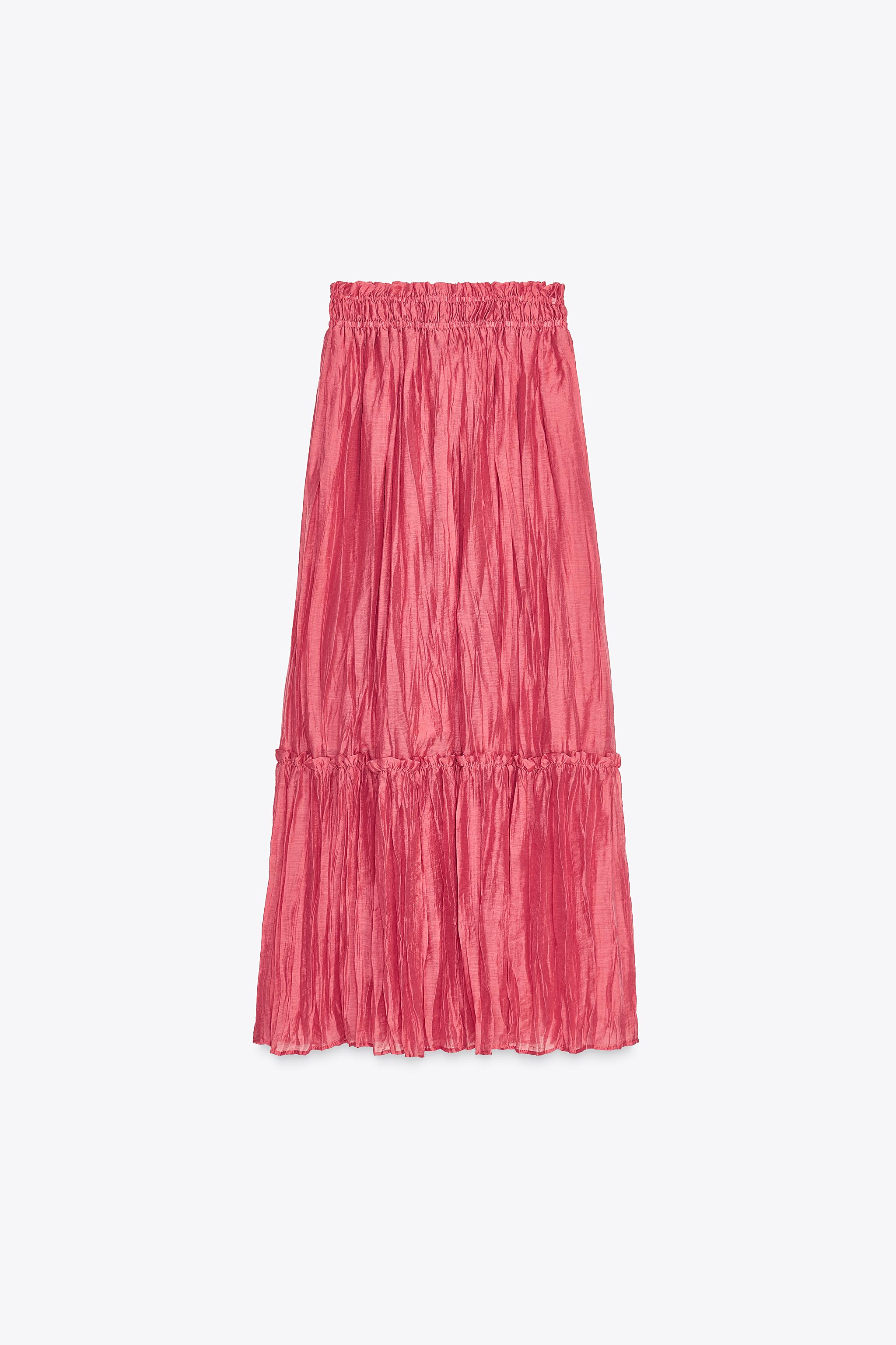WRINKLE LOOK SKIRT - Mid-pink | ZARA United States