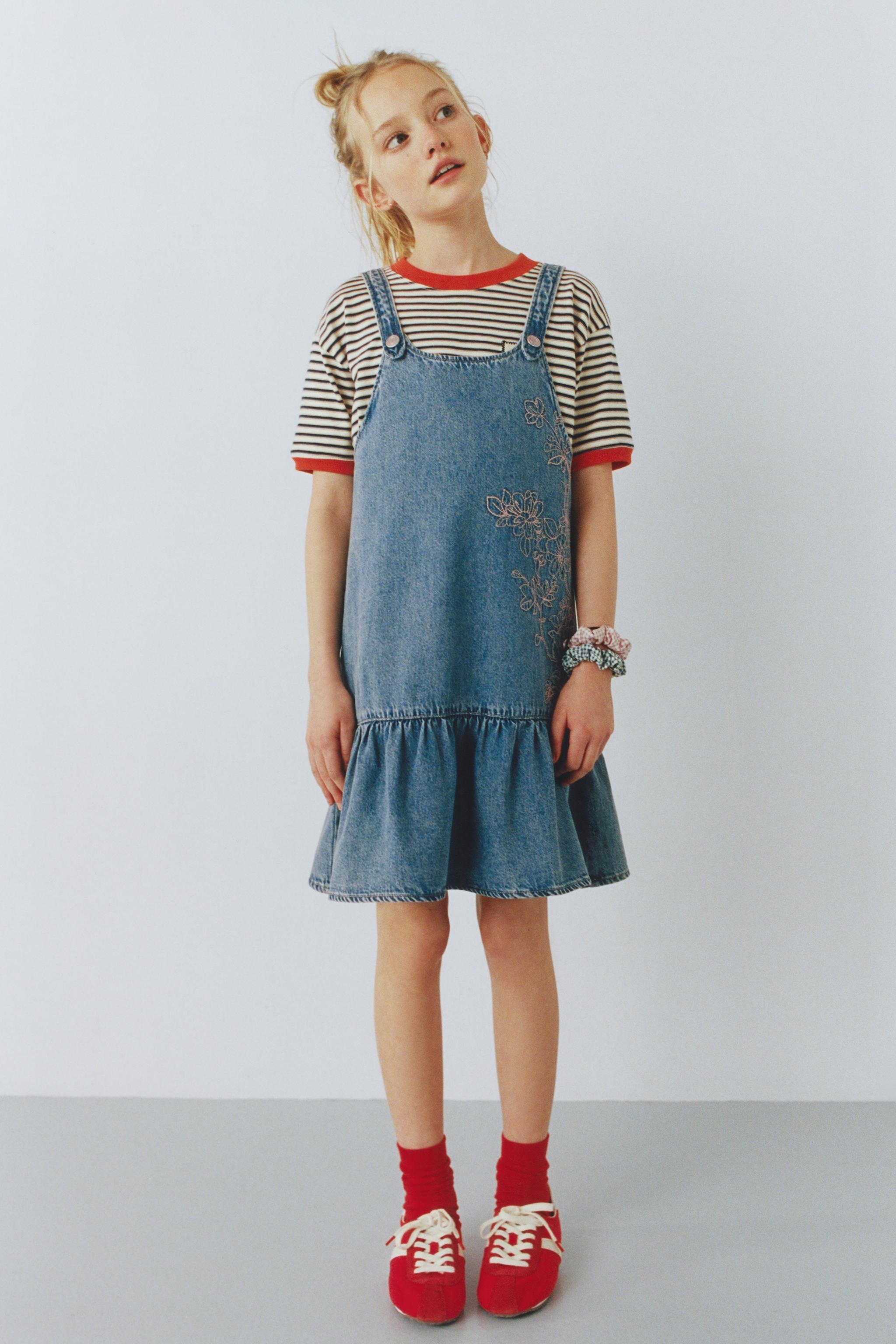 EMBROIDERED FLORAL DENIM DRESS - Blue | ZARA United States EMBROIDERED FLORAL DENIM DRESS - Blue | ZARA United States