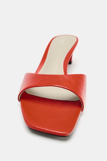 MULES À TALONS EN CUIR - Orange de Zara - Image 4