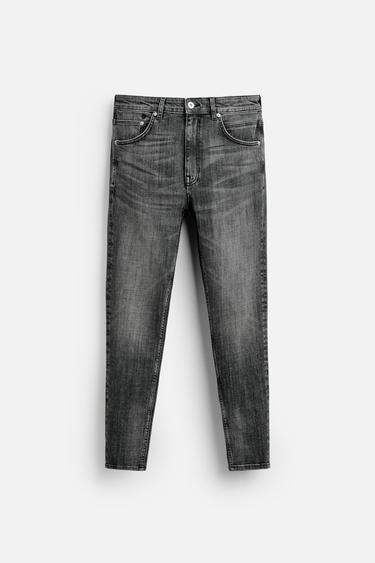 Zara CROPPED FIT SKINNY JEANS - Gray