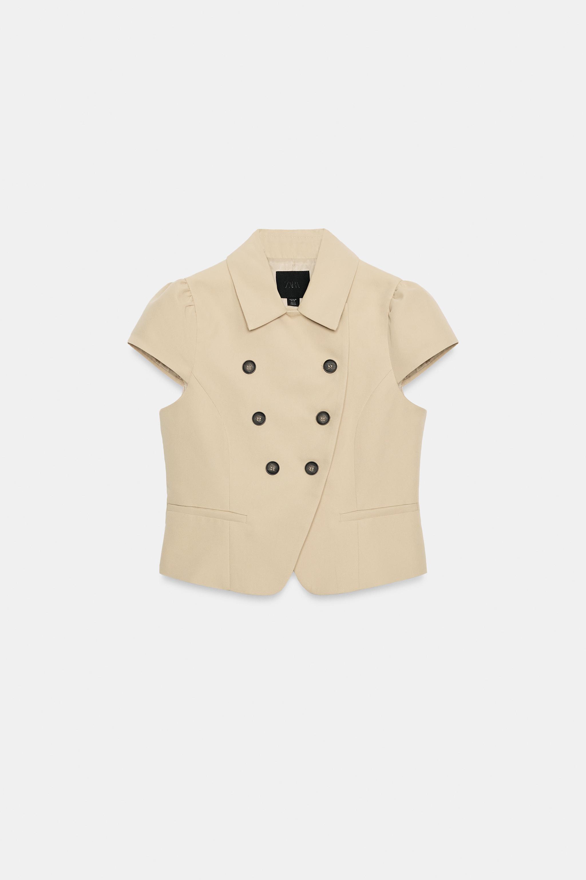 Женские куртки Zara SHORT SLEEVE DOUBLE-BREASTED JACKET — фото 4