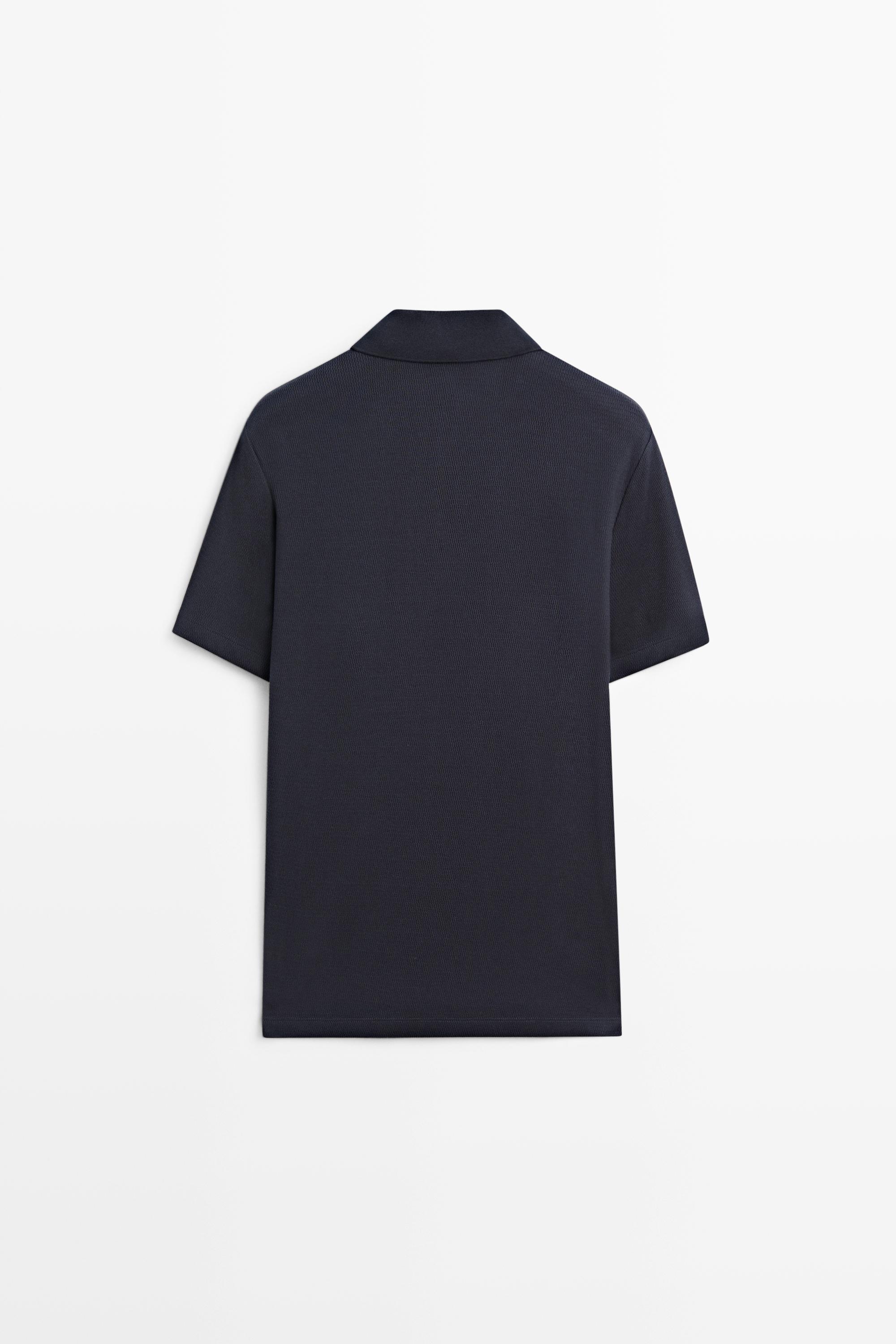 Textured 100% cotton polo shirt