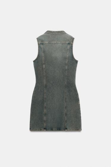 ROBE EN DENIM TRF AVEC FERMETURE ÉCLAIR - Bleu de Zara - Image 6
