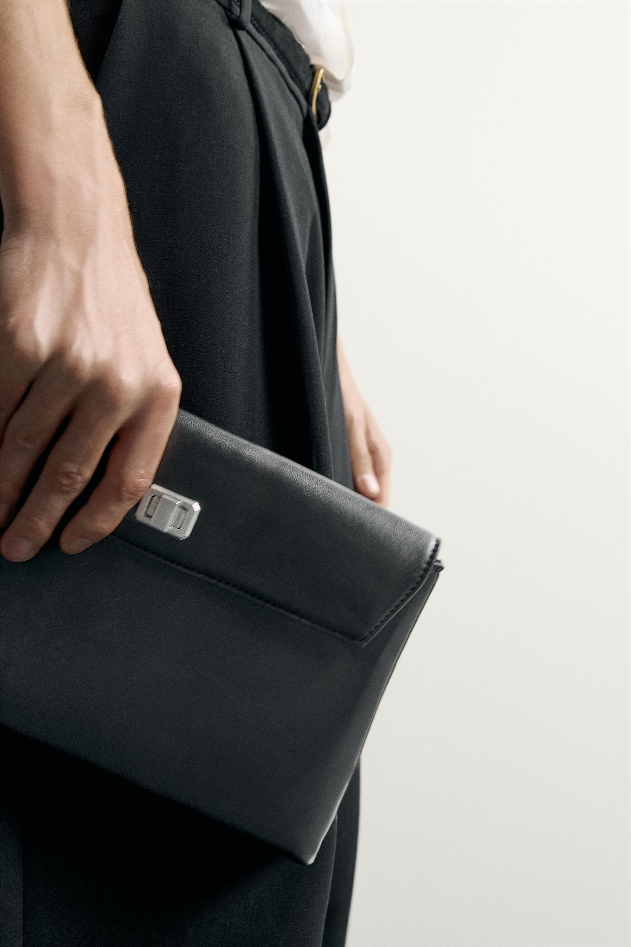 METAL CLOSURE ENVELOPE BAG - Black | ZARA United States